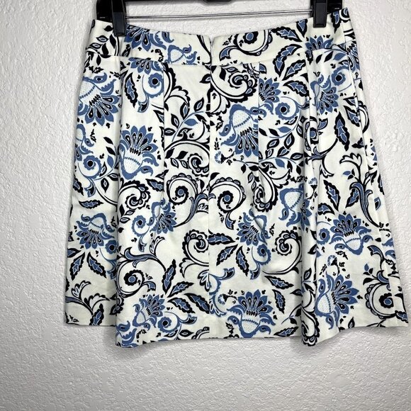Loft‎ Blue and White Floral Paisley Womens Skirt Size 4 - Picture 4 of 7